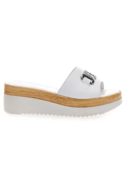 Ciabatte Bianche con Catenina Argento e Platform 3456-PITTARELLO LOVE New