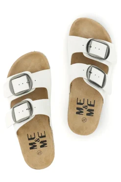 Ciabatte Bianche con doppia fibbia Me & me 1043103-ME u0026 ME Outlet