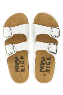 Ciabatte Bianche con doppia fibbia 15607-PRIMA RIGA Clearance