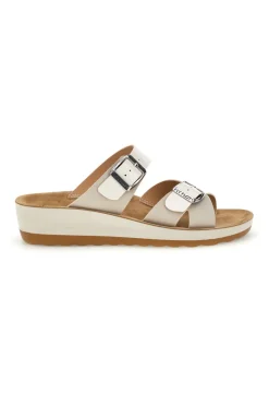 Ciabatte bianche con doppia fascia regolabile e zeppa 90420k26hc-FLY FLOT