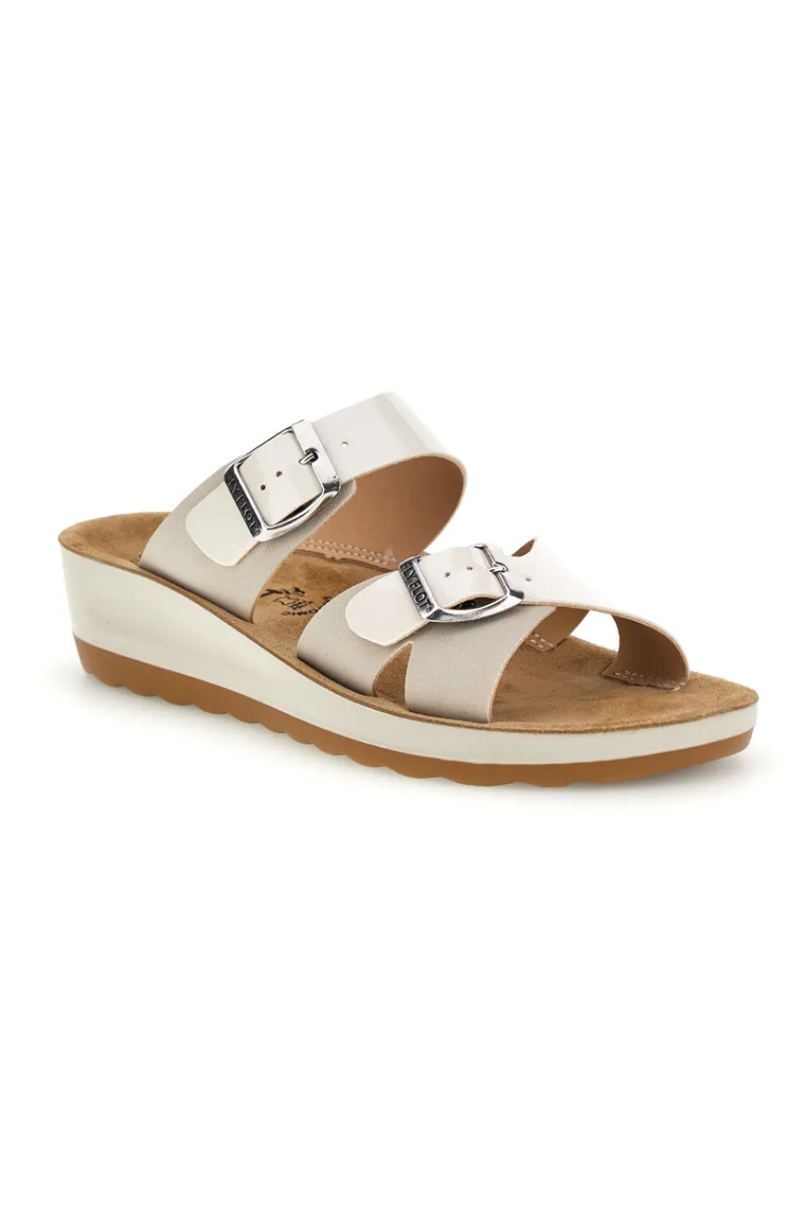 Ciabatte bianche con doppia fascia regolabile e zeppa 90420k26hc-FLY FLOT