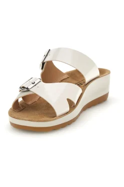 Ciabatte bianche con doppia fascia regolabile e zeppa 90420k26hc-FLY FLOT