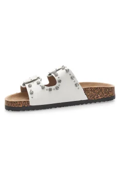 Ciabatte bianche con doppia fibbia e borchie Me & Me 14320-ME u0026 ME Best