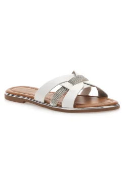Ciabatte bianche con fasce incrociate e strass 14217-FUN BEACH Online
