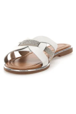 Ciabatte bianche con fasce incrociate e strass 14217-FUN BEACH Online
