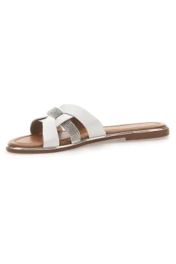 Ciabatte bianche con fasce incrociate e strass 14217-FUN BEACH Online