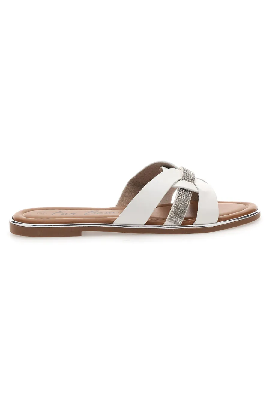 Ciabatte bianche con fasce incrociate e strass 14217-FUN BEACH Online