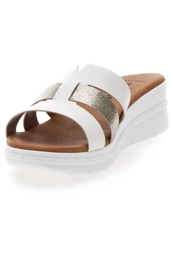 Ciabatte bianche con fascia glitter e zeppa 520-FLY NATURE New