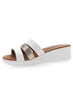 Ciabatte bianche con fascia glitter e zeppa 520-FLY NATURE New