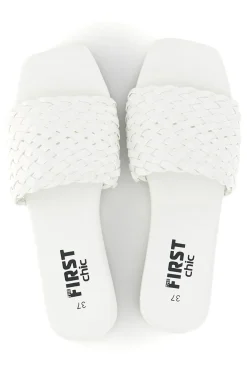 Ciabatte bianche con fascia intrecciata PRE5410-THE FIRST CHIC