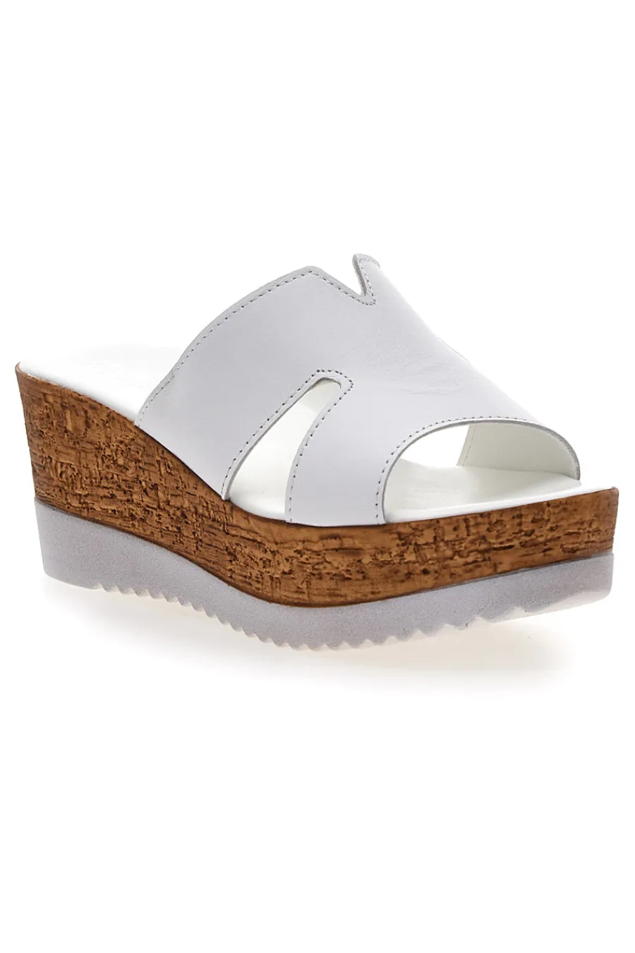 Ciabatte Bianche Con Fascia in Pelle e Platform Alto 342070428-PITTARELLO