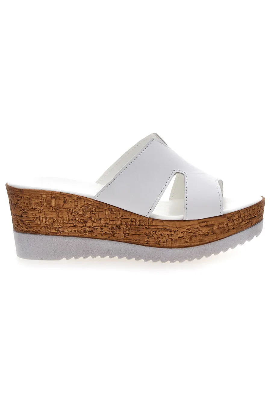 Ciabatte Bianche Con Fascia in Pelle e Platform Alto 342070428-PITTARELLO