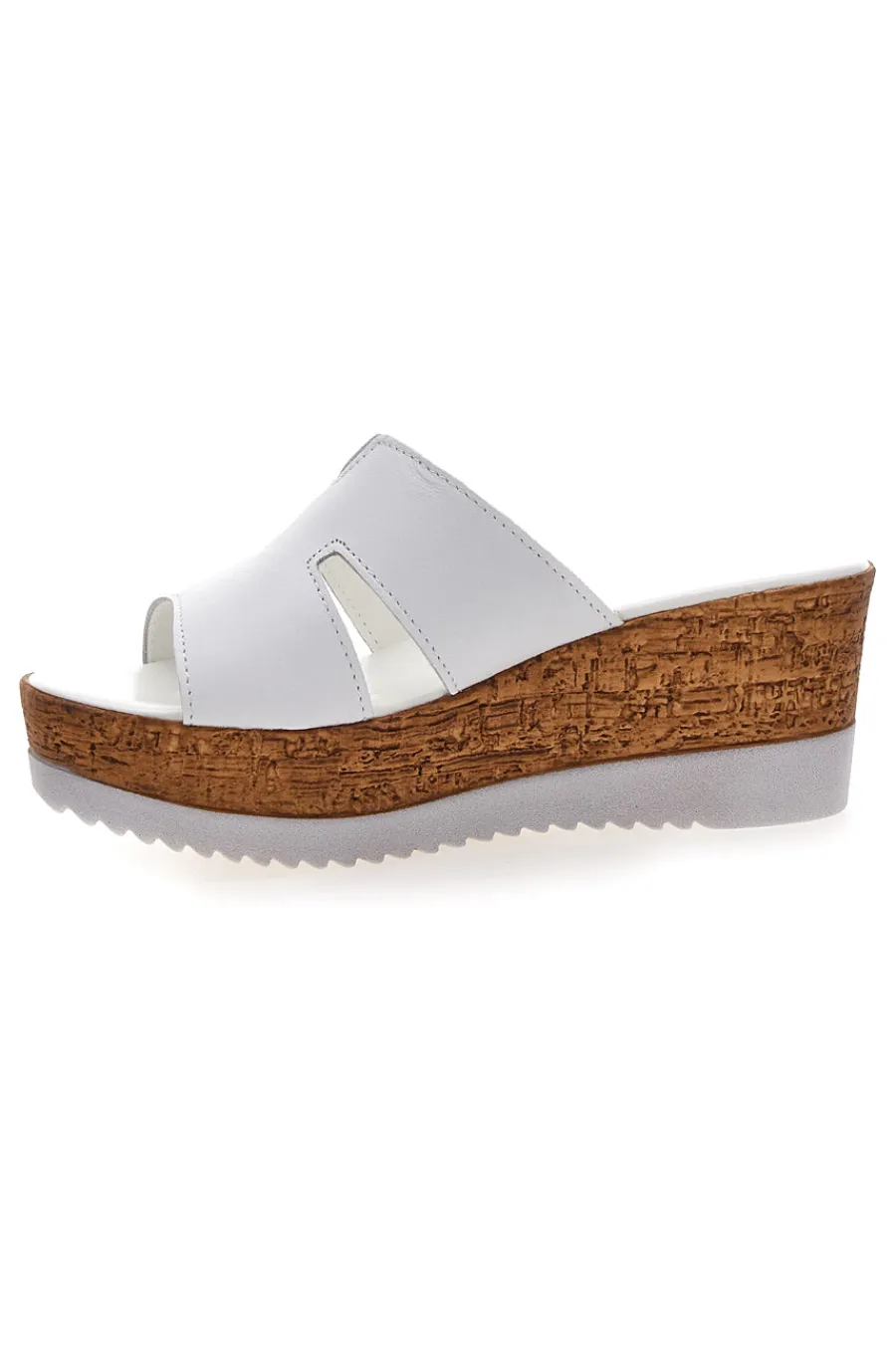 Ciabatte Bianche Con Fascia in Pelle e Platform Alto 342070428-PITTARELLO