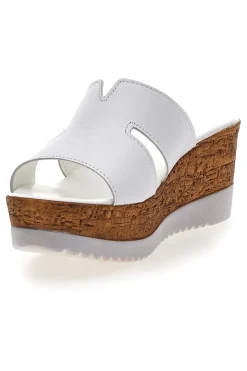 Ciabatte Bianche Con Fascia in Pelle e Platform Alto 342070428-PITTARELLO