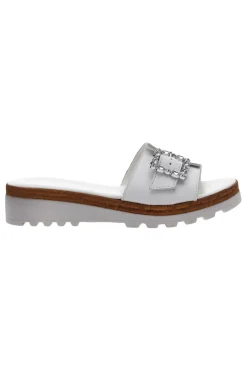 Ciabatte Bianche con Fibbia Decorativa Made in Italy 356670811-PITTARELLO Outlet