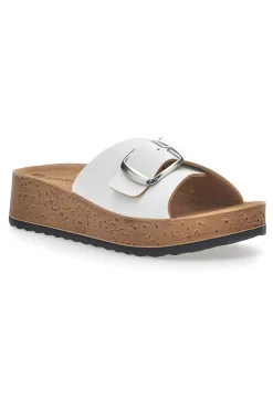 Ciabatte Bianche Con Fibbia e Platform In Pelle 38 Pk-INBLU Best