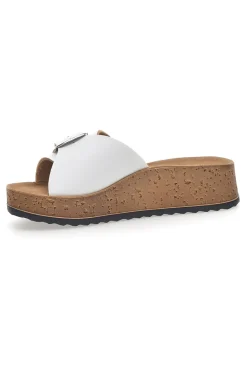 Ciabatte Bianche Con Fibbia e Platform In Pelle 38 Pk-INBLU Best