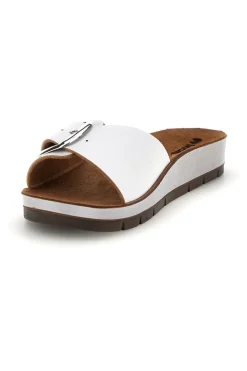 Ciabatte bianche con fibbia 55CP-INBLU