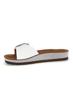 Ciabatte bianche con fibbia 55CP-INBLU