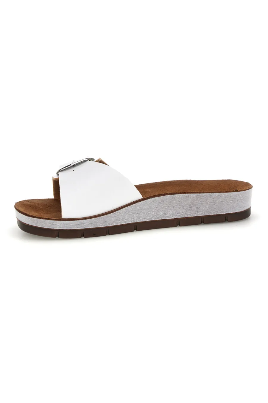 Ciabatte bianche con fibbia 55CP-INBLU