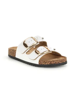 Ciabatte bianche con fibbie e borchie Me & Me 15617-ME u0026 ME Clearance