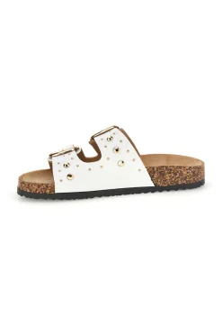 Ciabatte bianche con fibbie e borchie Me & Me 15617-ME u0026 ME Clearance