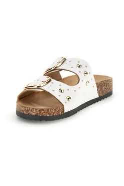 Ciabatte bianche con fibbie e borchie Me & Me 15617-ME u0026 ME Clearance