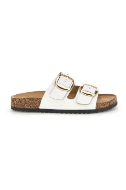 Ciabatte bianche con fibbie e borchie Me & Me 15617-ME u0026 ME Clearance