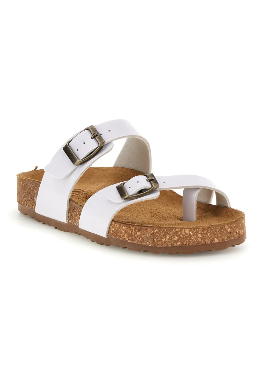 Ciabatte bianche con fibbie e plantare anatomico 203-BIO UP Outlet