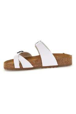 Ciabatte bianche con fibbie e plantare anatomico 203-BIO UP Outlet