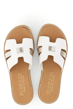 Ciabatte bianche con inserti metallizzati MAT16-PLOCADI Online