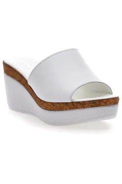 Ciabatte Bianche Con Zeppa con Fascia in Pelle 28004525-PITTARELLO