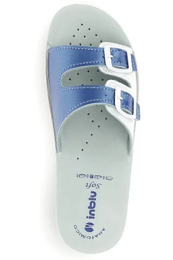 Ciabatte bianche e blu con doppia fibbia 62 VR-INBLU Discount