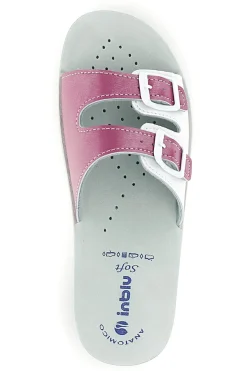 Ciabatte bianche e fucsia con doppia fibbia 62 VR-INBLU Best