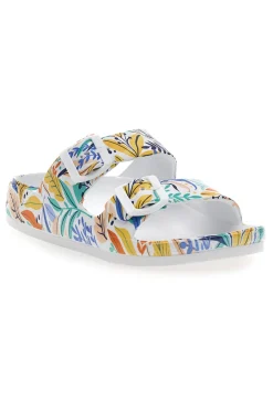 Ciabatte bianche fantasia tropicale con doppio cinturino HM06-2T2L Clearance