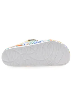 Ciabatte bianche fantasia tropicale con doppio cinturino HM06-2T2L Clearance