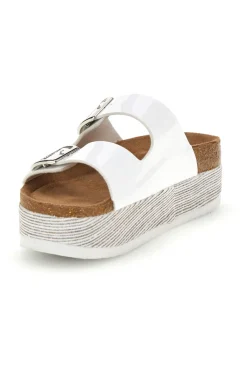 Ciabatte bianche lucide con doppia fibbia S11U009-SUPERGA