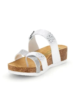 Ciabatte bianco argento sottopiede in vera pelle 293A311SR-PITTARELLO ECO Clearance