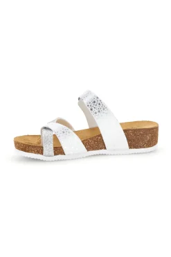 Ciabatte bianco argento sottopiede in vera pelle 293A311SR-PITTARELLO ECO Clearance