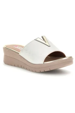 Ciabatte Bianco Dettagli Metallizzati 8551-LINEA COMODA Hot