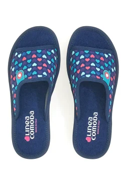 Ciabatte Blu Con Cuoricini Made in Italy 8063-LINEA COMODA Discount