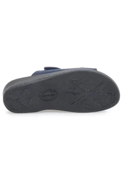 Ciabatte Blu con Doppia Fascia con Velcro e Suola in Pelle 63J86CE-FLY FLOT