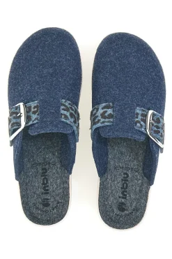 Ciabatte blu con fibbia leopardata e plantare anatomico 40 GC-INBLU Online