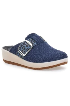 Ciabatte blu con fibbia leopardata e plantare anatomico 40 GC-INBLU Online