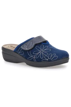 Ciabatte blu con ricamo floreale e chiusura regolabile 17 LV-INBLU Best