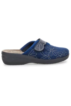 Ciabatte blu con ricamo floreale e chiusura regolabile 17 LV-INBLU Best