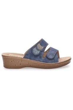 Ciabatte Blu Con Zeppa e Strappo in Velcro 2675-INBLU