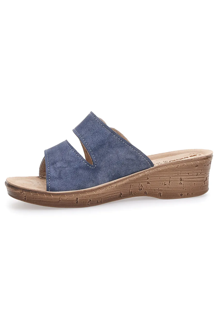 Ciabatte Blu Con Zeppa e Strappo in Velcro 2675-INBLU