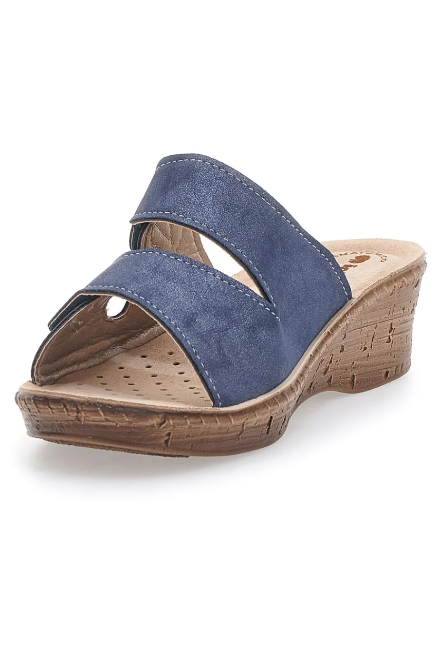 Ciabatte Blu Con Zeppa e Strappo in Velcro 2675-INBLU