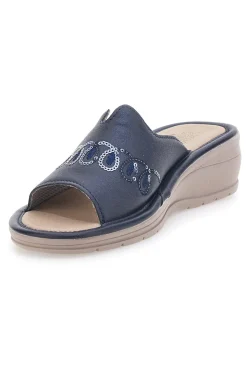 Ciabatte Blu Con Zeppa Made In Italy 7226-LINEA COMODA Outlet